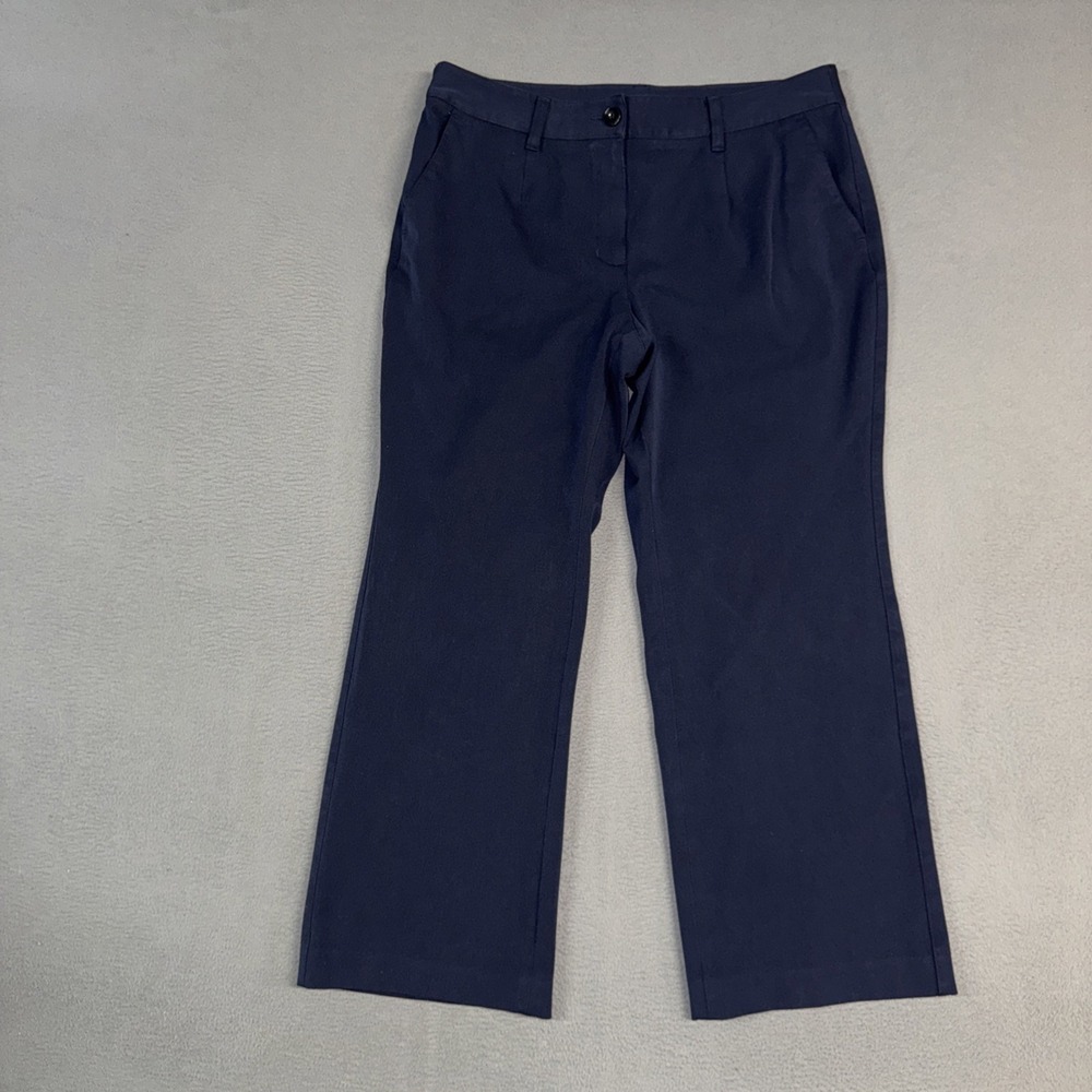 Talbots Pants Womens 16WP Blue Wide Leg Tailored Fit Stretch Chino Trousers